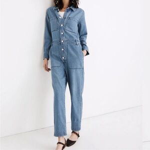Madewell Light Blue Denim Relaxed Utility Coverall Jumpsuit in Glenroy Wash